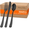 image:imageLifewit Black Plastic Silverware Disposable Heavy Duty flatware SetBlack