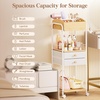 image:imageLifewit Floor Makeup Organizer Storage Cart with Drawers and Wheels Skincare Cosmetics Organizers with Removable Top Tray Vanity Organizer for Nail Polish Perfume Makeup Brush Ideal Gift White