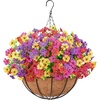 image:imageLifewit 12 Bundles Artificial Hanging Flowers Baskets for Outdoor Decor4 Mix Colorfuchsia Purple Yellow Red