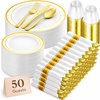 image:imageLifewit 350PCS Pink Plastic PreWrapped Tableware Sets for 50 GuestsGold