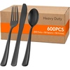 image:imageLifewit Black Plastic Silverware Disposable Heavy Duty flatware SetBlack