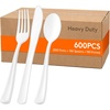 image:imageLifewit Black Plastic Silverware Disposable Heavy Duty flatware SetWhite