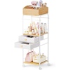 image:imageLifewit Floor Makeup Organizer Storage Cart with Drawers and Wheels Skincare Cosmetics Organizers with Removable Top Tray Vanity Organizer for Nail Polish Perfume Makeup Brush Ideal Gift White
