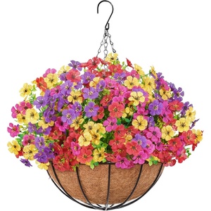 image:imageLifewit 12 Bundles Artificial Hanging Flowers Baskets for Outdoor Decor4 Mix Colorfuchsia Purple Yellow Red