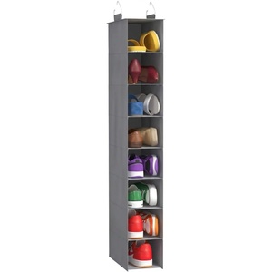 image:imageLifewit 8 Tier Shoe Hanging Organizer for Closet Folding Fabric Shoes Storage with Two Sturdy Hangers Hanging Shoe Organizers for Shelves Wardrode Dorm 118 L X 59 W X 413 H Gray