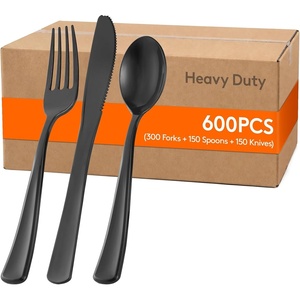 image:imageLifewit Black Plastic Silverware Disposable Heavy Duty flatware SetBlack