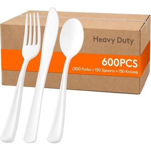image:imageLifewit Black Plastic Silverware Disposable Heavy Duty flatware SetWhite