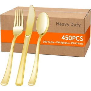 image:imageLifewit Gold Plastic Silverware Disposable Heavy Duty flatware SetGold